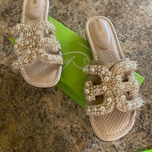 Sam Edelman pearl bling flat sandals *new*